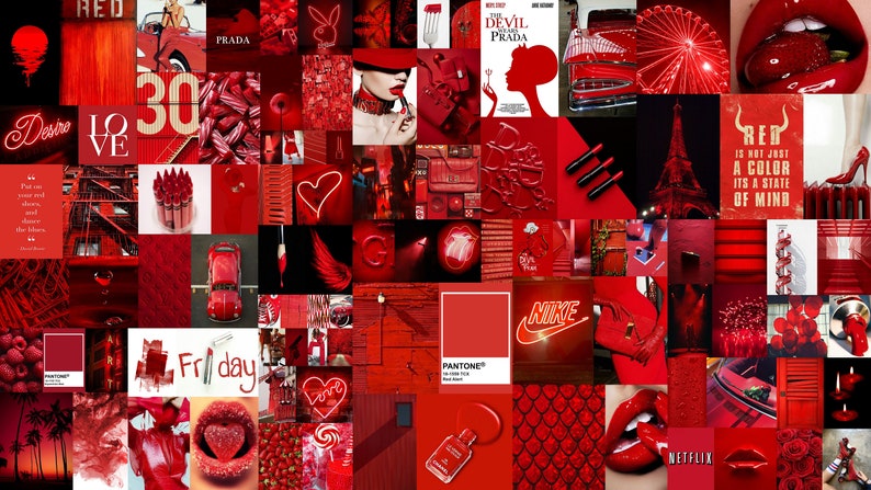 Boujee Red Aesthetic Wall Collage Kit 95 Pieces | Etsy