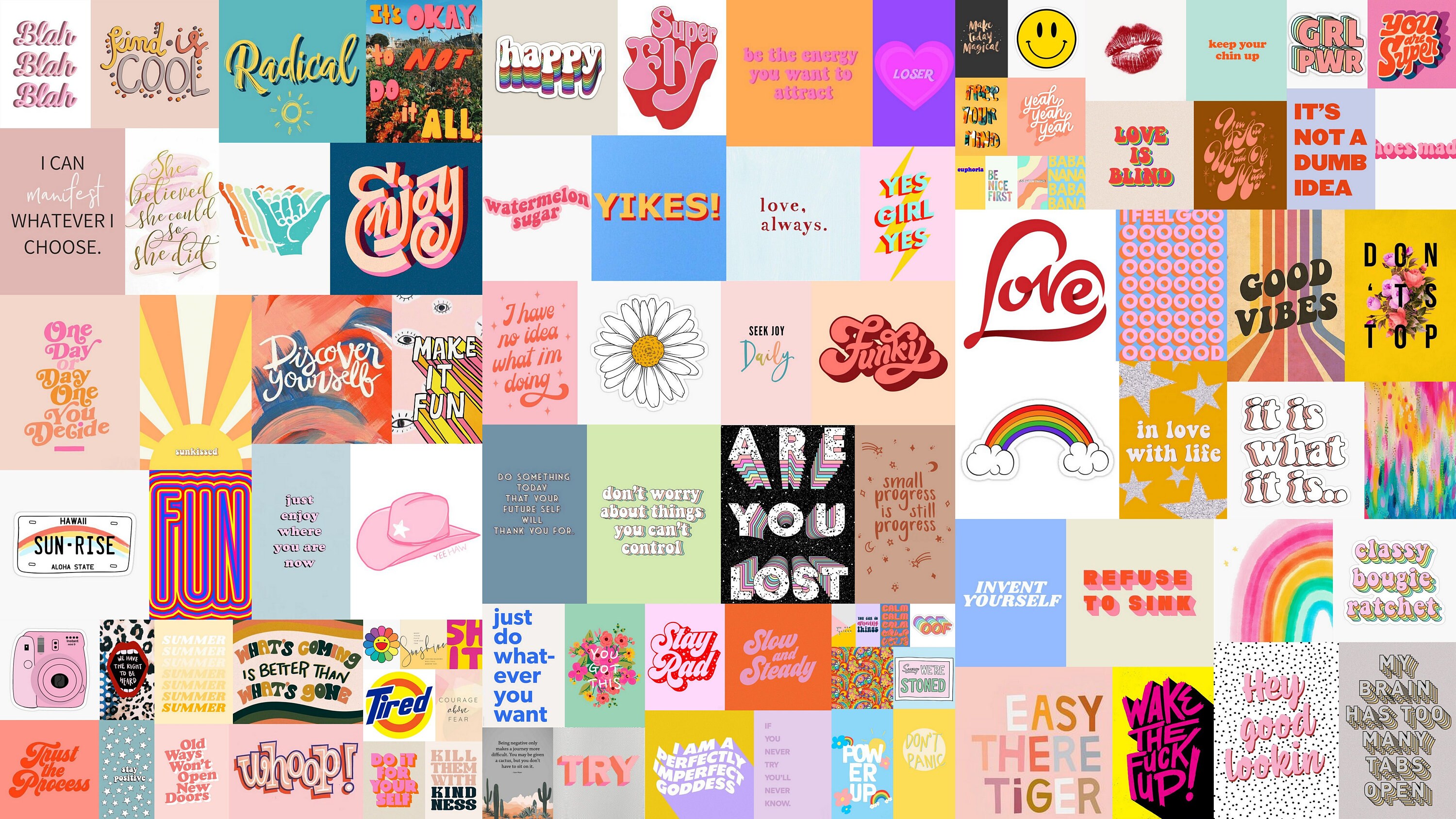 Fun quotes & words Aesthetic Wall Collage Kit 90 Pieces Etsy