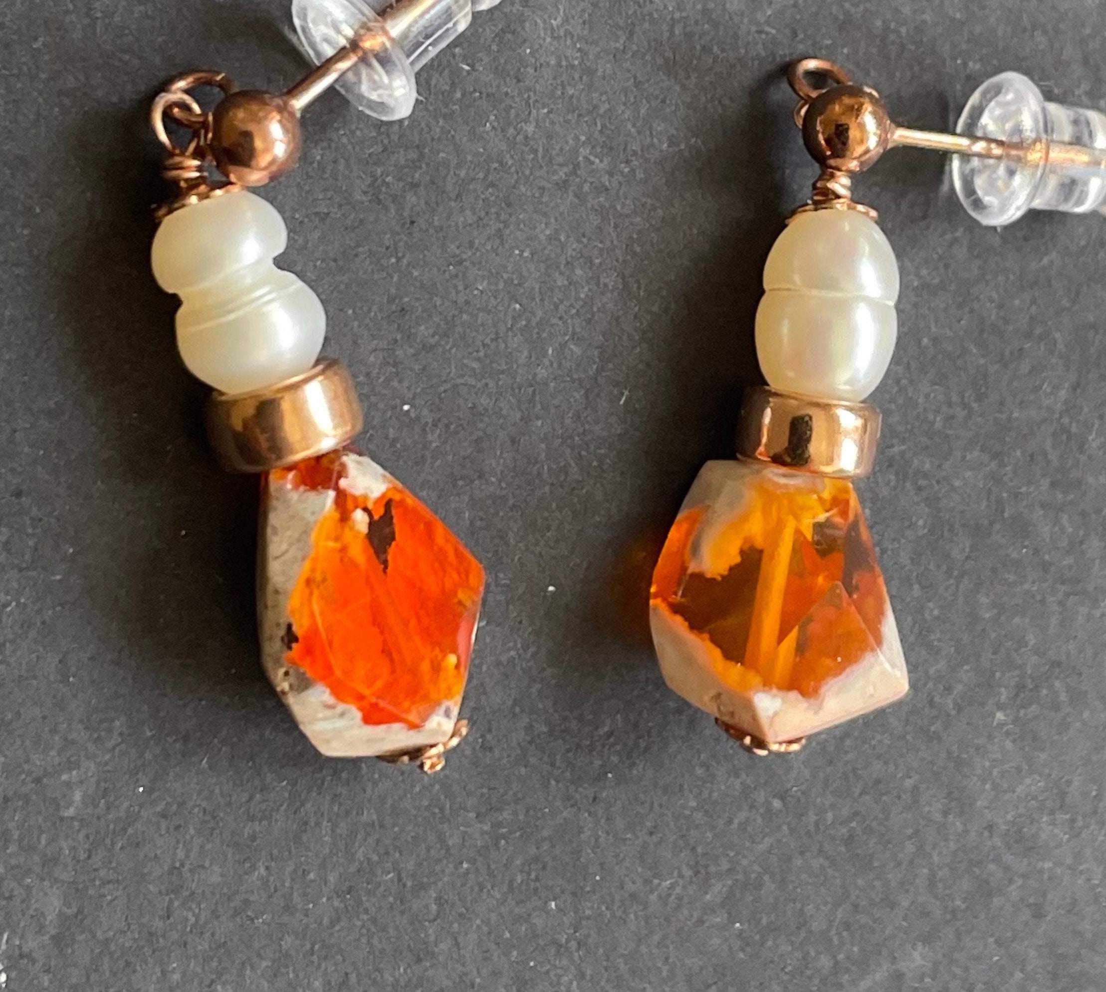 Orange opal sale earrings