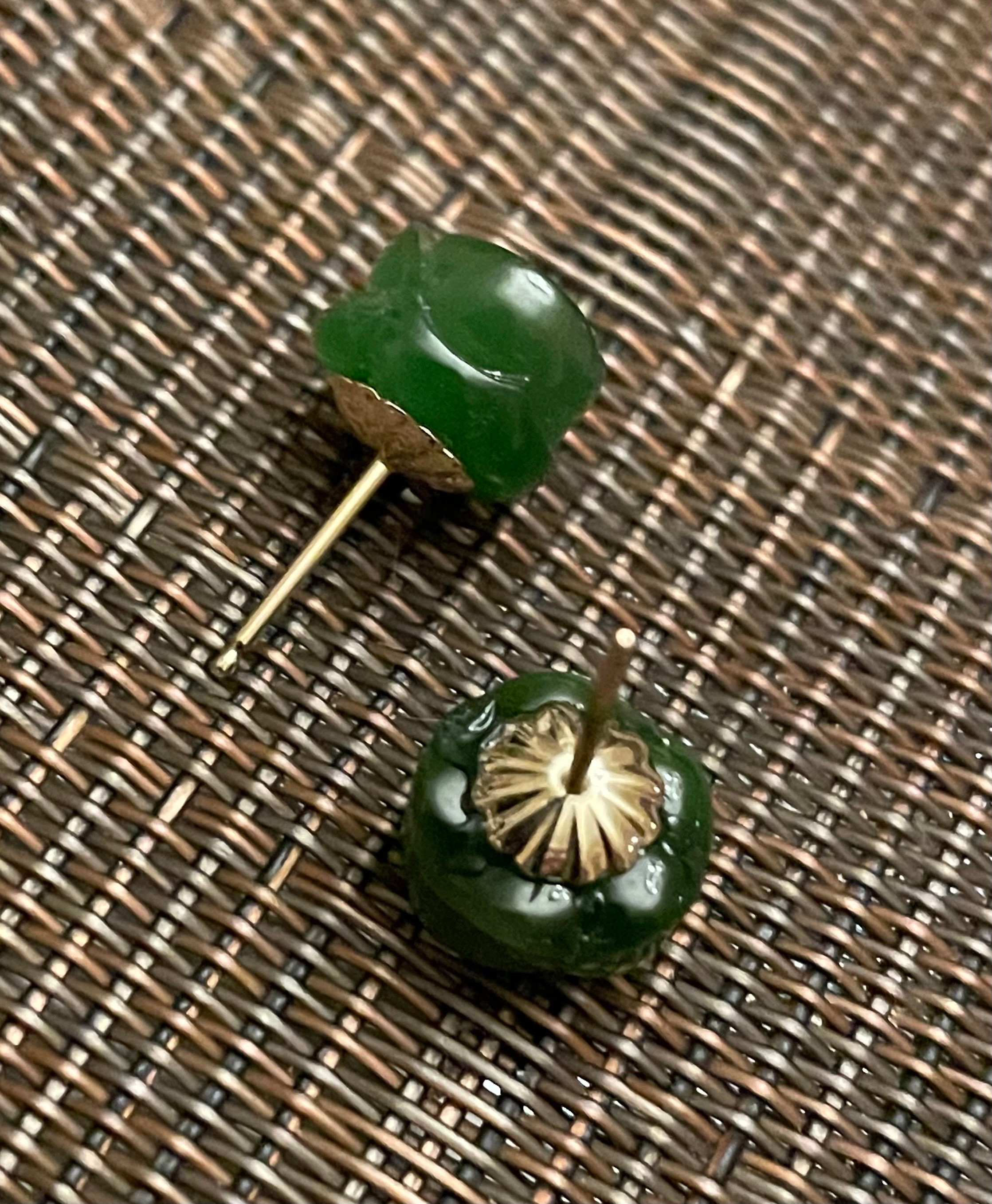 Boucles D'oreilles Clous Fleur Rose Et Verte - 14 Mm, Argentées, Sans Marque
