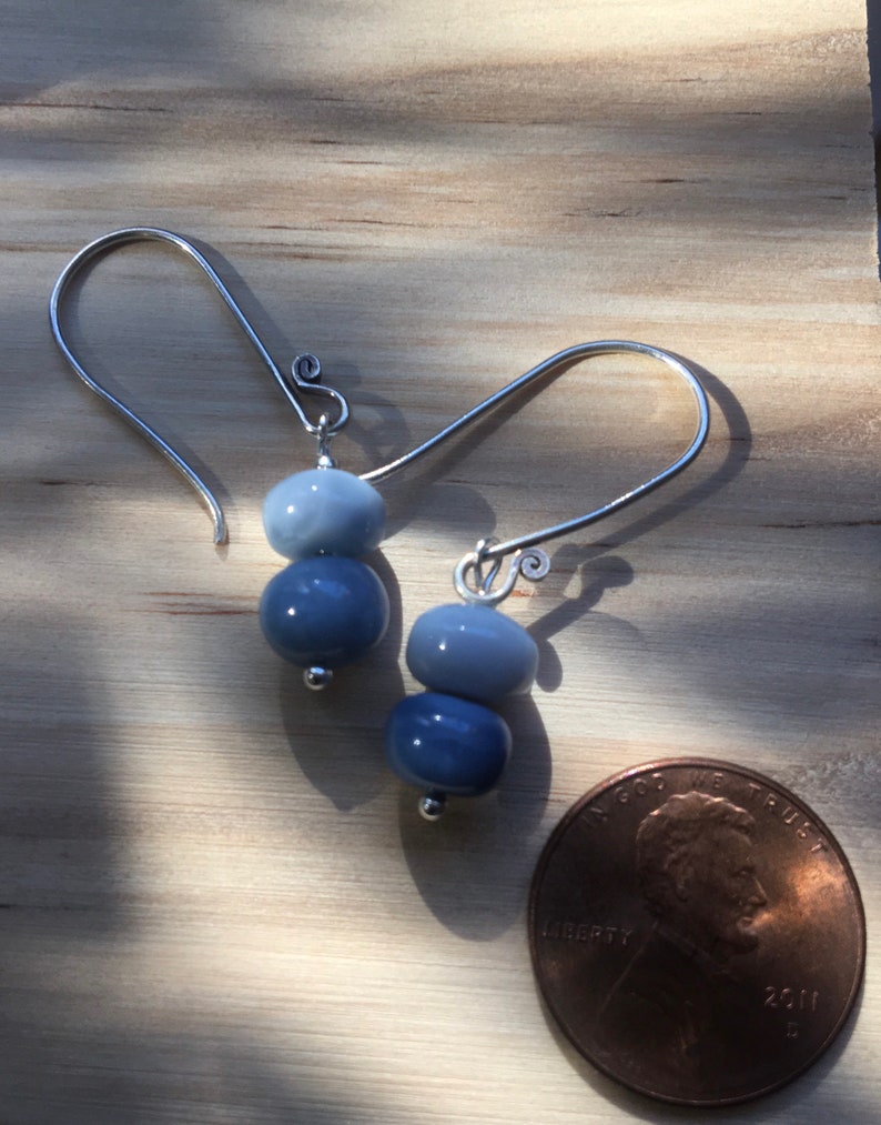 Blue ombre Peruvian opal silver earrings