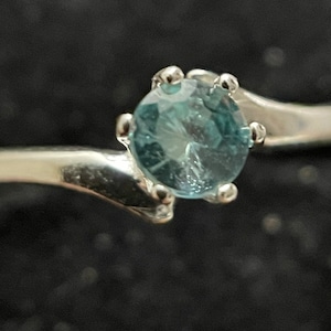 Sea foam blue zircon ring - blue green natural genuine faceted zircon - natural teal zircon ring - size 7