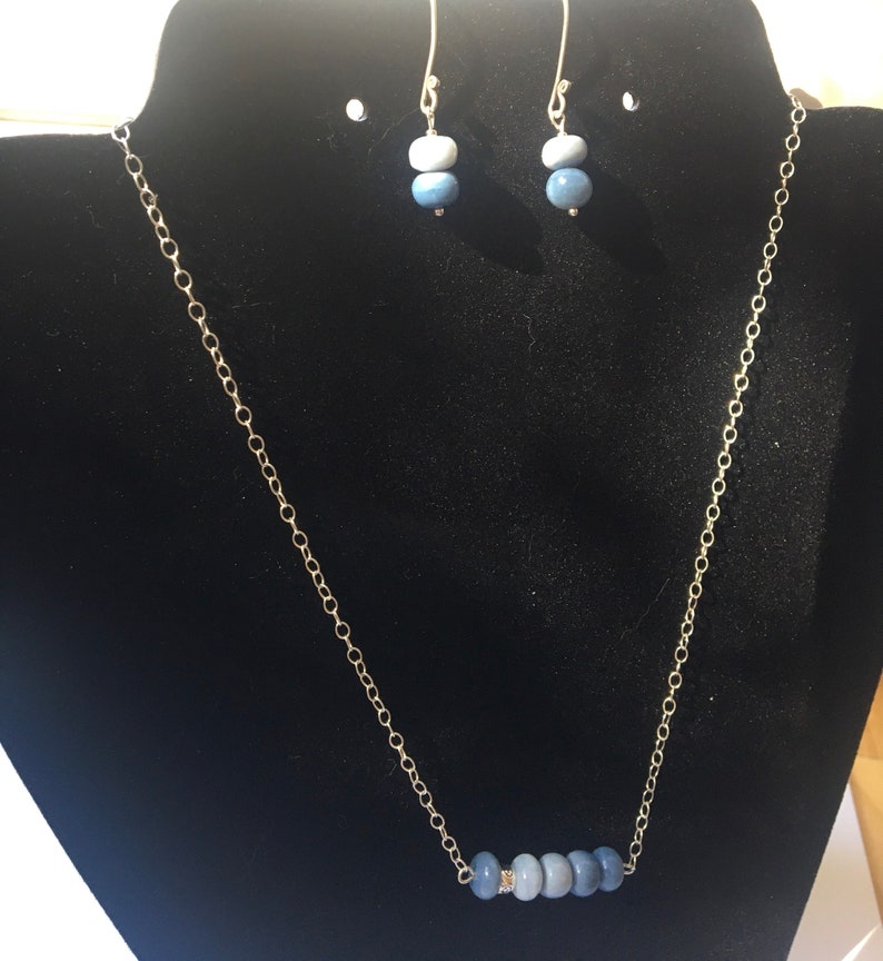 Blue ombre Peruvian opal silver earrings