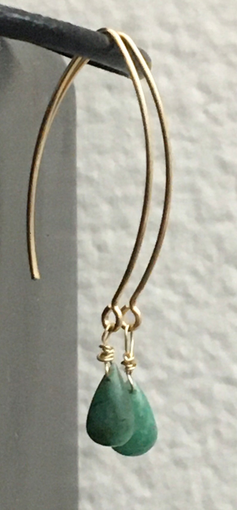 Valentine\u2019s gift May birthstone Emerald gold drop earrings green dangle earrings