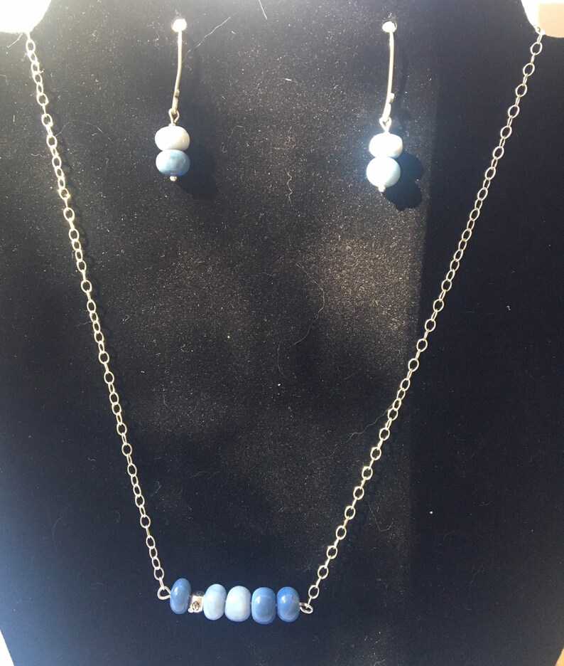 Blue ombre Peruvian opal silver earrings
