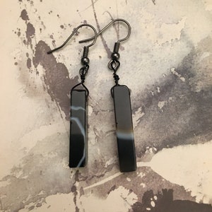 Agate geometric rectangular light dangle earrings