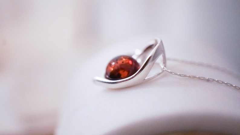 Sterling Silver Genuine Amber Amber Heart Pendant