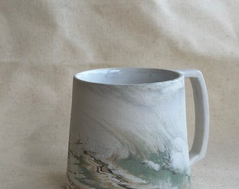 Porcelain Coffee/Tea Mug, Ceramic Marble Effect Handmade 12 oz Mug, Unique Gifts, Coffee Lover Gift, Cappuccino Mug, Large Coffee Mug