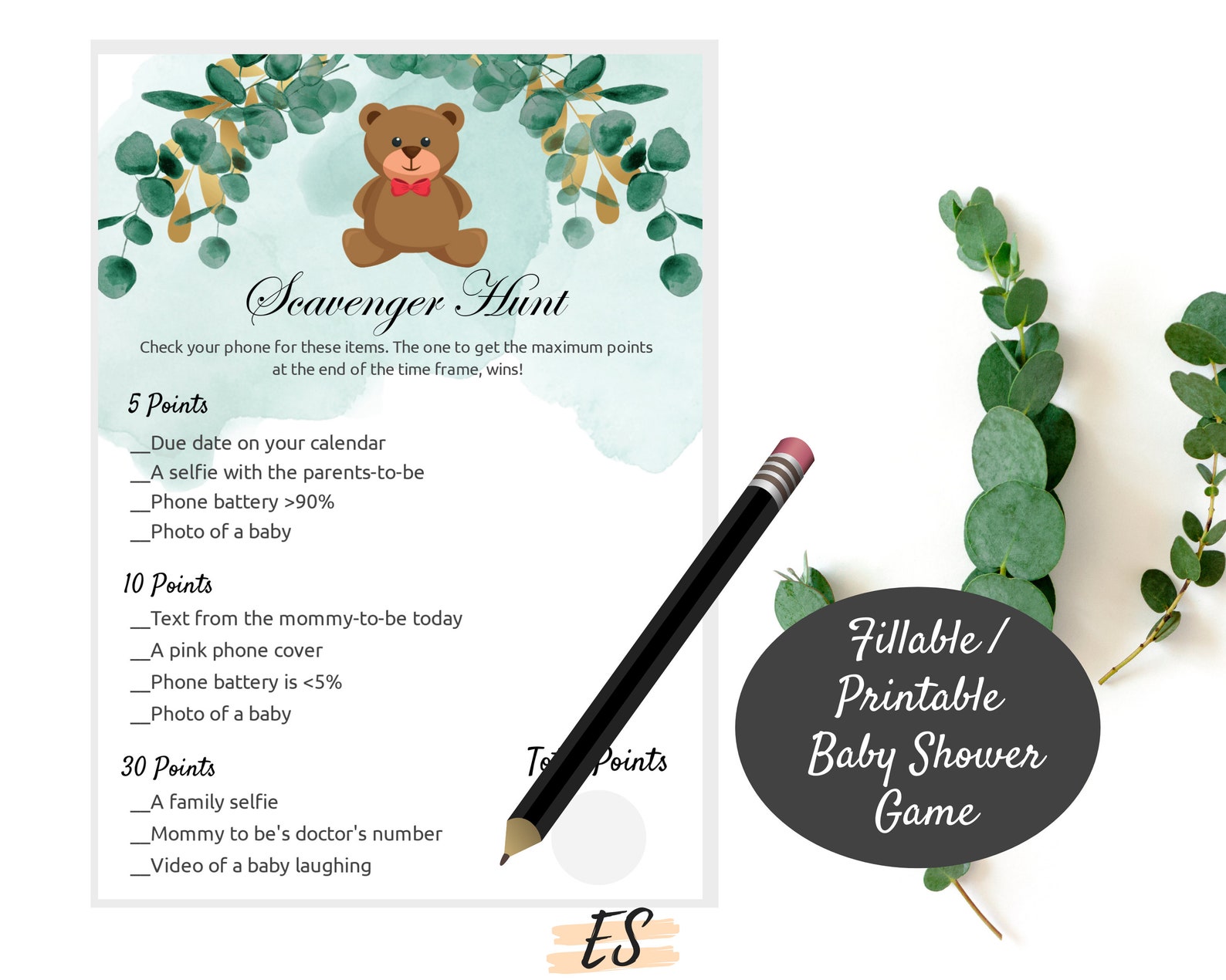 Baby Shower Game Baby Shower Scavenger Hunt Virtual Baby Etsy
