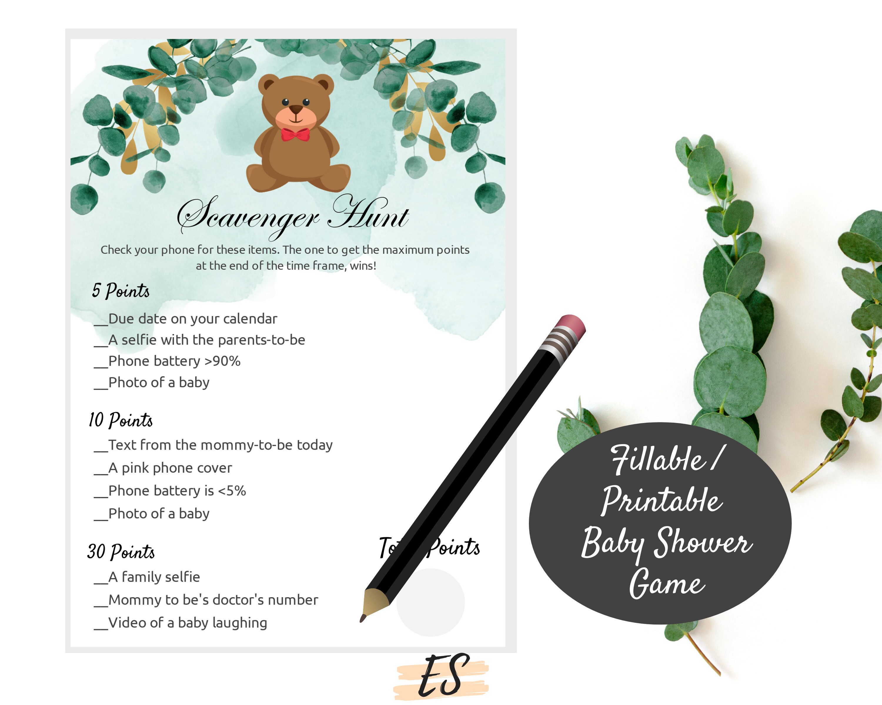 Baby Shower Game Baby Shower Scavenger Hunt Virtual Baby Etsy