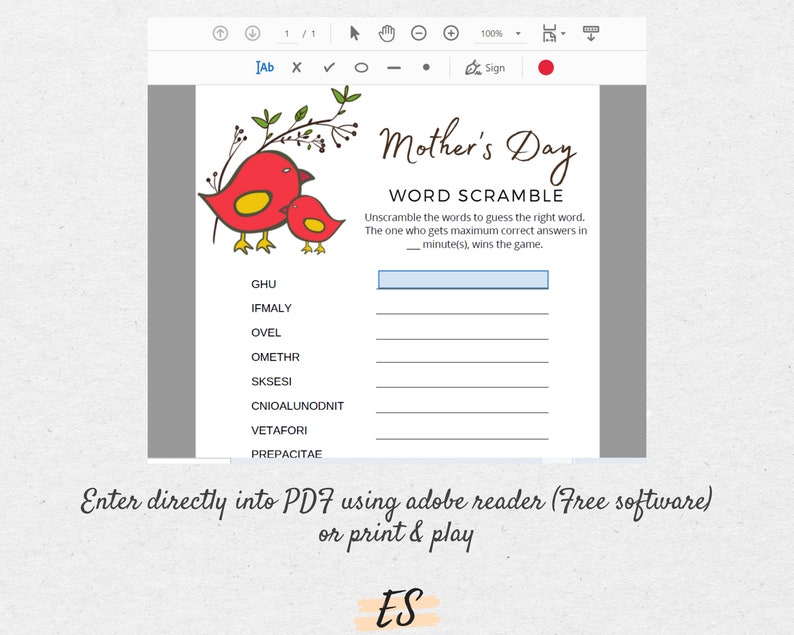 Two Birds Mother/'s Day Games Bundle 7 Online Mothers Day Games Printable Mothers day Games Virtual Mothers Day Party Online Mom/'s Day