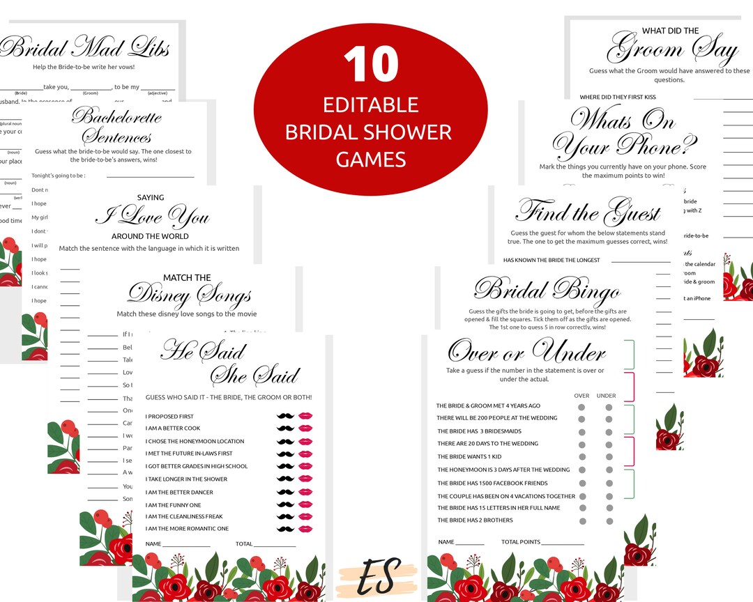 Bridal Shower Games Bundle Virtual Bridal Shower Games Etsy