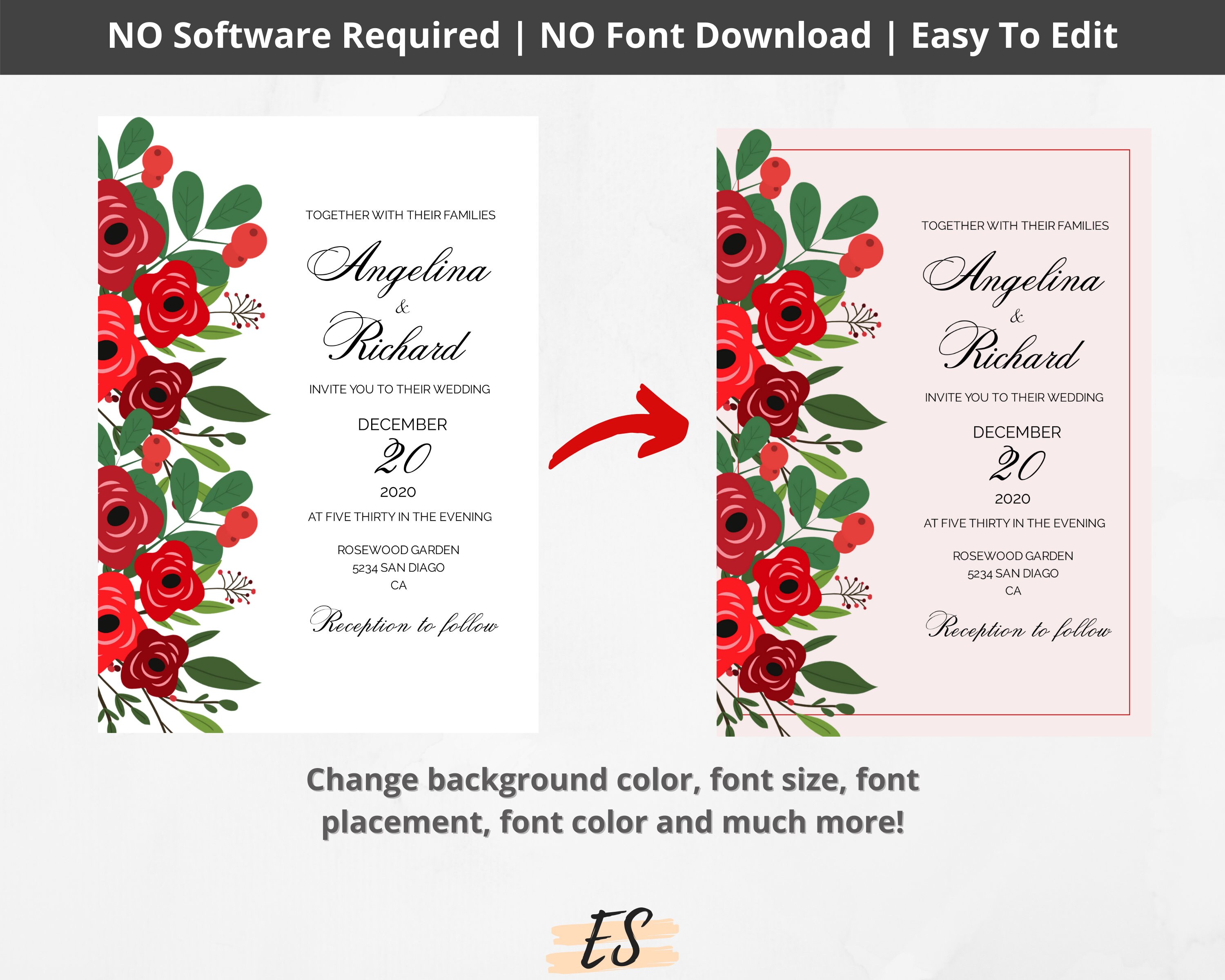 Red Floral Winter Hot Beverage Bar Sign Printable Red Floral Etsy