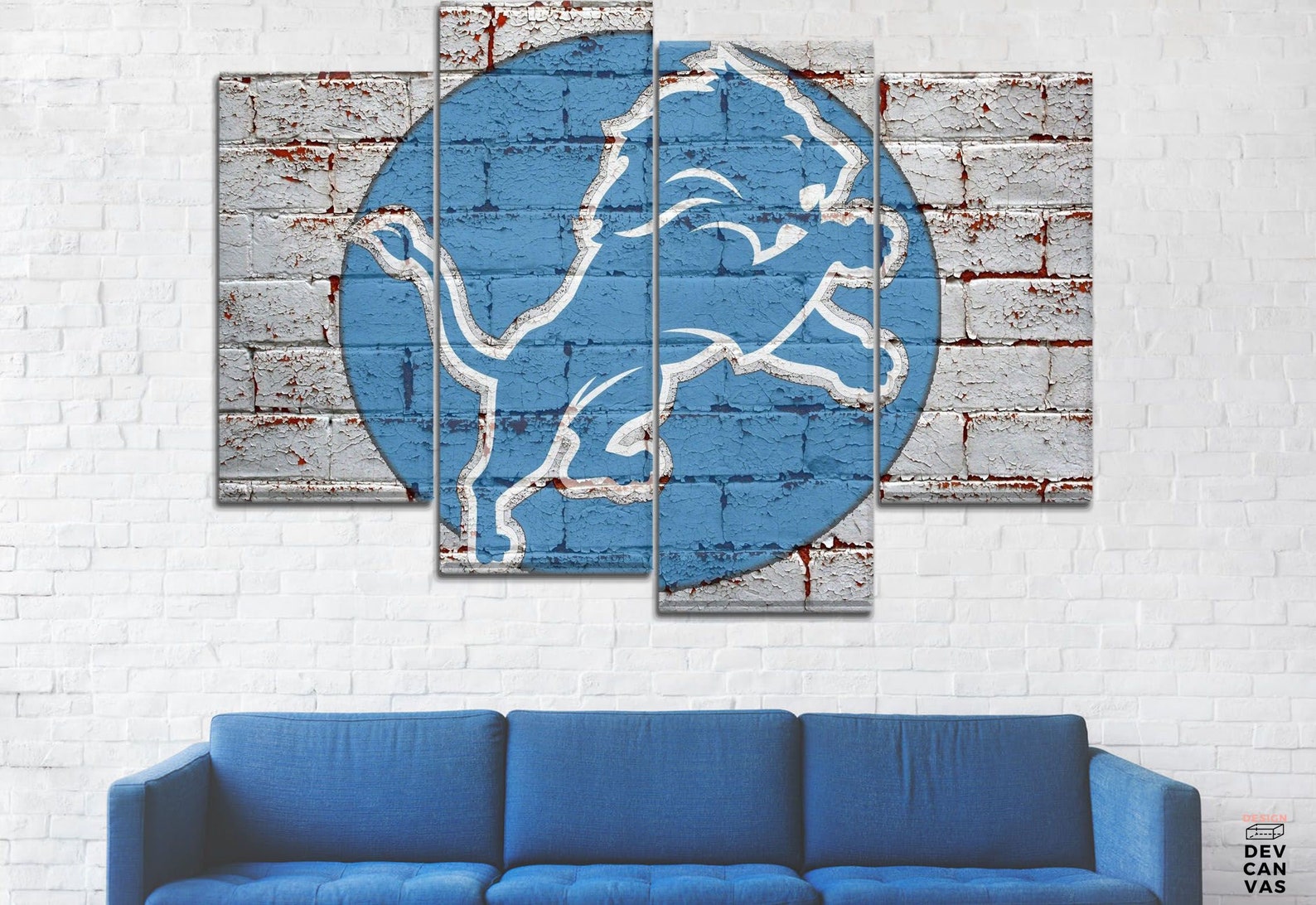 Detroit Lions 5 Football NFL Sports 5 Pieces Canvas Wall Art Etsy