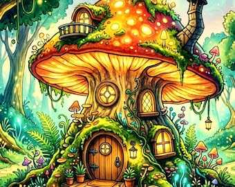 Enchanted Mushroom Cottage Digital Download