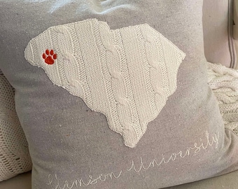 clemson embroidered pillow