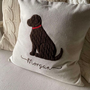 Pet Pillow, Custom Dog Pillow, Chocolate Lab, Gift for Pet Lover, Dog Mom gift, Neutral Decor, Pet Memorial, Labrador Retriever, Puppy
