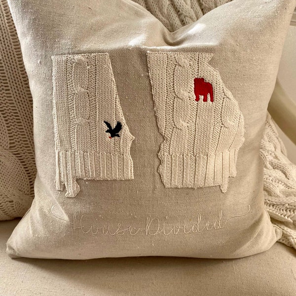 House Divided pillow, Bulldog Pillow, Go Dawgs, War Eagle Pillow, Auburn and Georgia; house divided gifts, Athens and Auburn Pillow