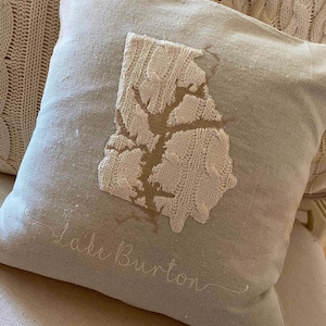 Lakehouse decor, Lake Burton gift, lake housewarming gift, Lake Burton Georgia, Custom lakehouse decor, neutral decor, applique pillow
