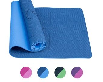 JNGLE FIT EcoFriendly TPE Yoga Mat with Carry Strap and Alignment Lines. Ideal for Yoga/Pilates/Fitness - 183cm x 61cm x 0.6cm