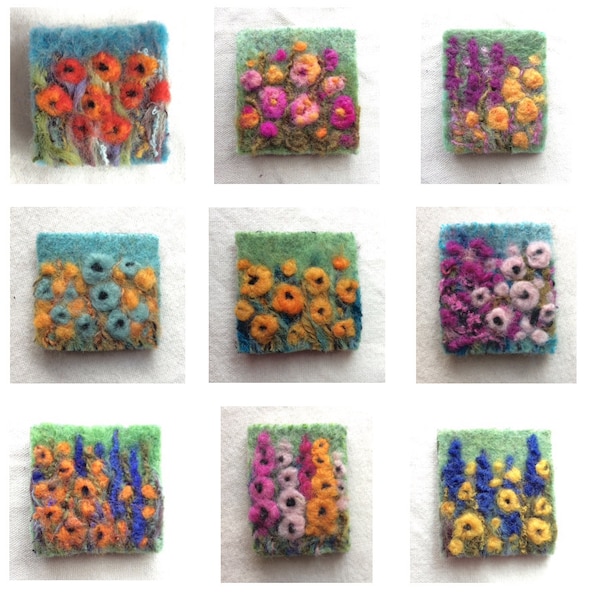 Needle felted brooches - handmade