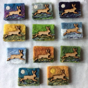 Needle felted brooches - handmade  - Hares
