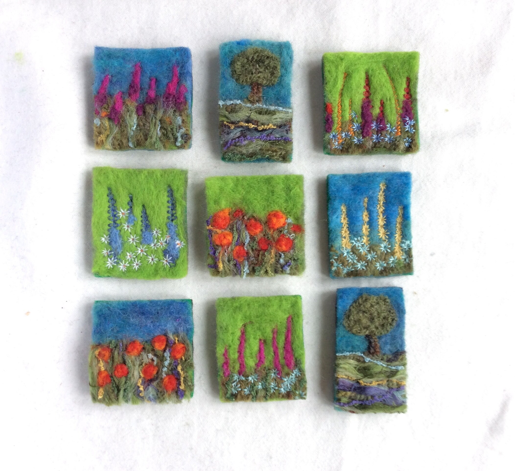 Needle felted brooches - handmade