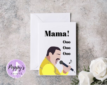 Queen Mothers day card, Freddie Mercury Card, Cards for Mum, Bohemian Rhapsody card, Greetings card