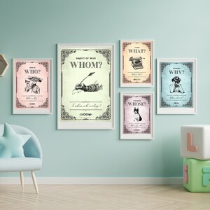 Wh- Question Posters PDF Vintage Grammar Art for ESL/English