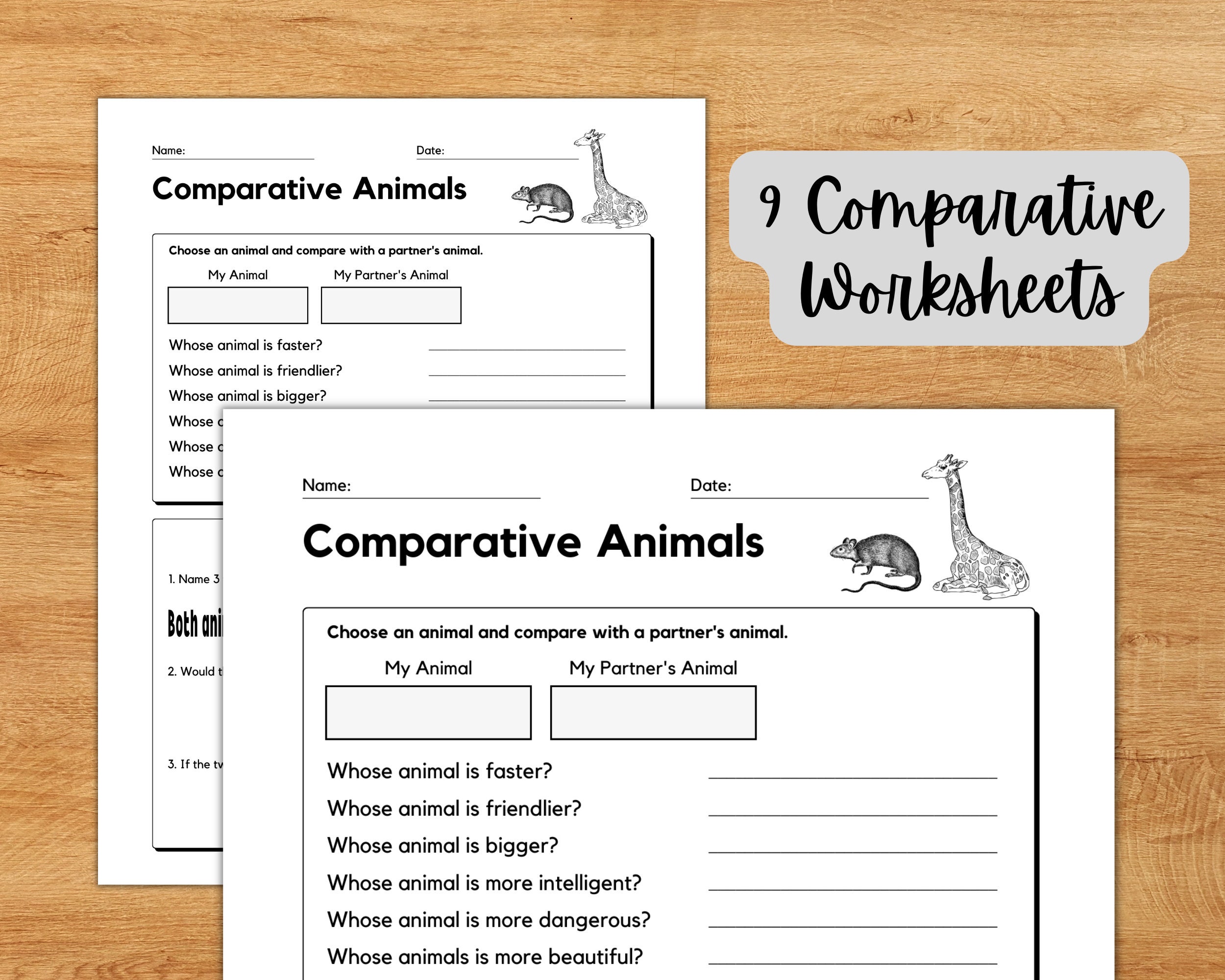 Comparative Worksheets and Superlative Worksheets Set of Printable Pdfs ...