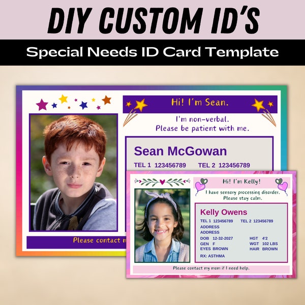 ID Card Template for Special Needs and Child Safety Identification, Travel, and Fun: Easy to Design on Canva, Print at Home