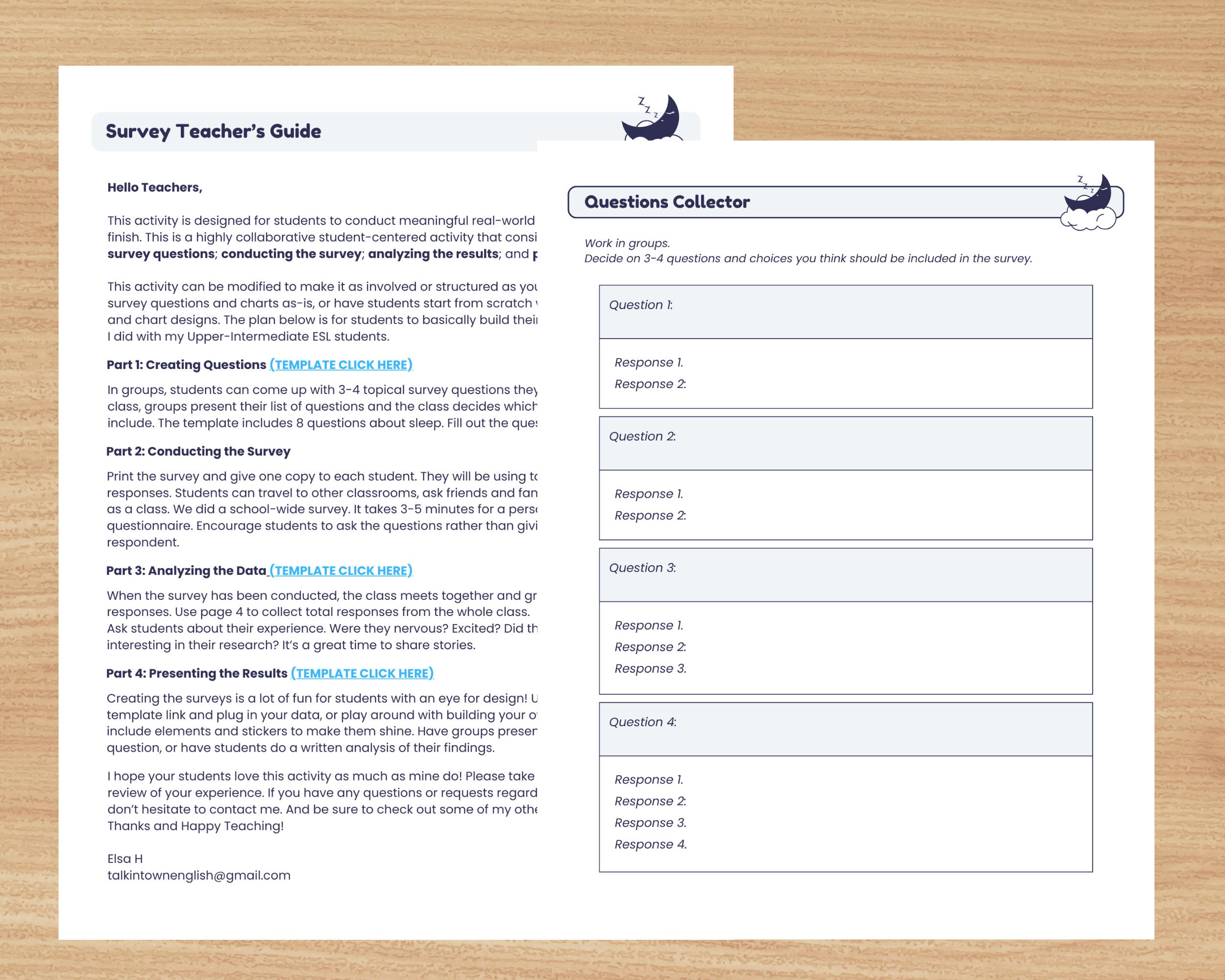 Sleep Survey Worksheets and Templates, Student-centered Task Based ...