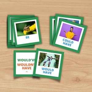 Flashcards imprimables de verbes ESL PDF : jeu de 36 cartes-éclair de verbes auxiliaires modaux | Ressource en anglais | ELD | Téléchargement numérique