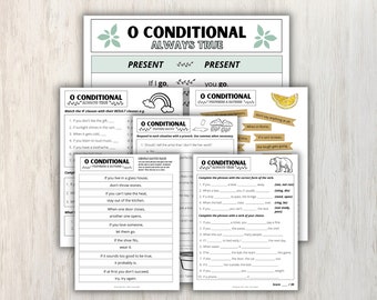Zero Conditional Grammar Worksheet Workout für ESL/EFL Englischlehrer: 0 Bedingung, wenn Sätze, Sprüche, Diagramm, digitaler Download PDF