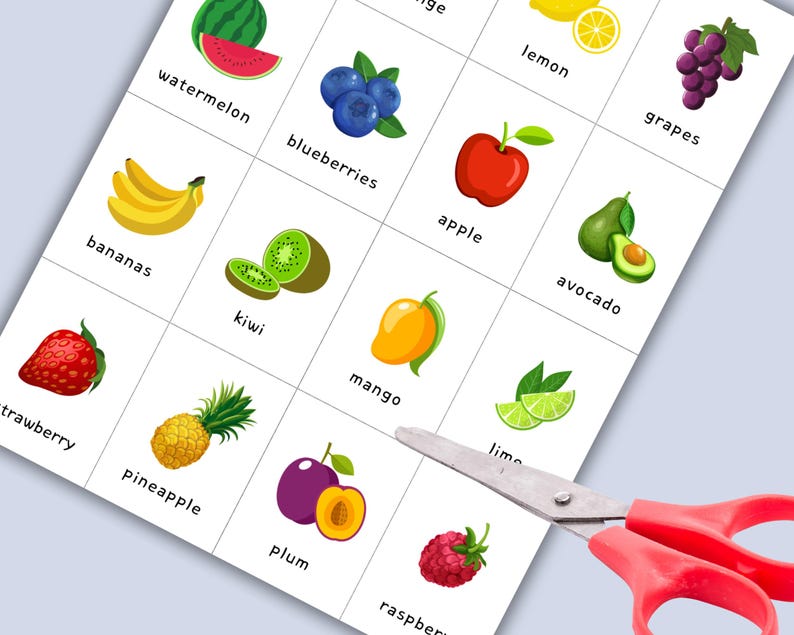 Tarjetas de vocabulario de frutas y verduras: 32 tarjetas imprimibles ...