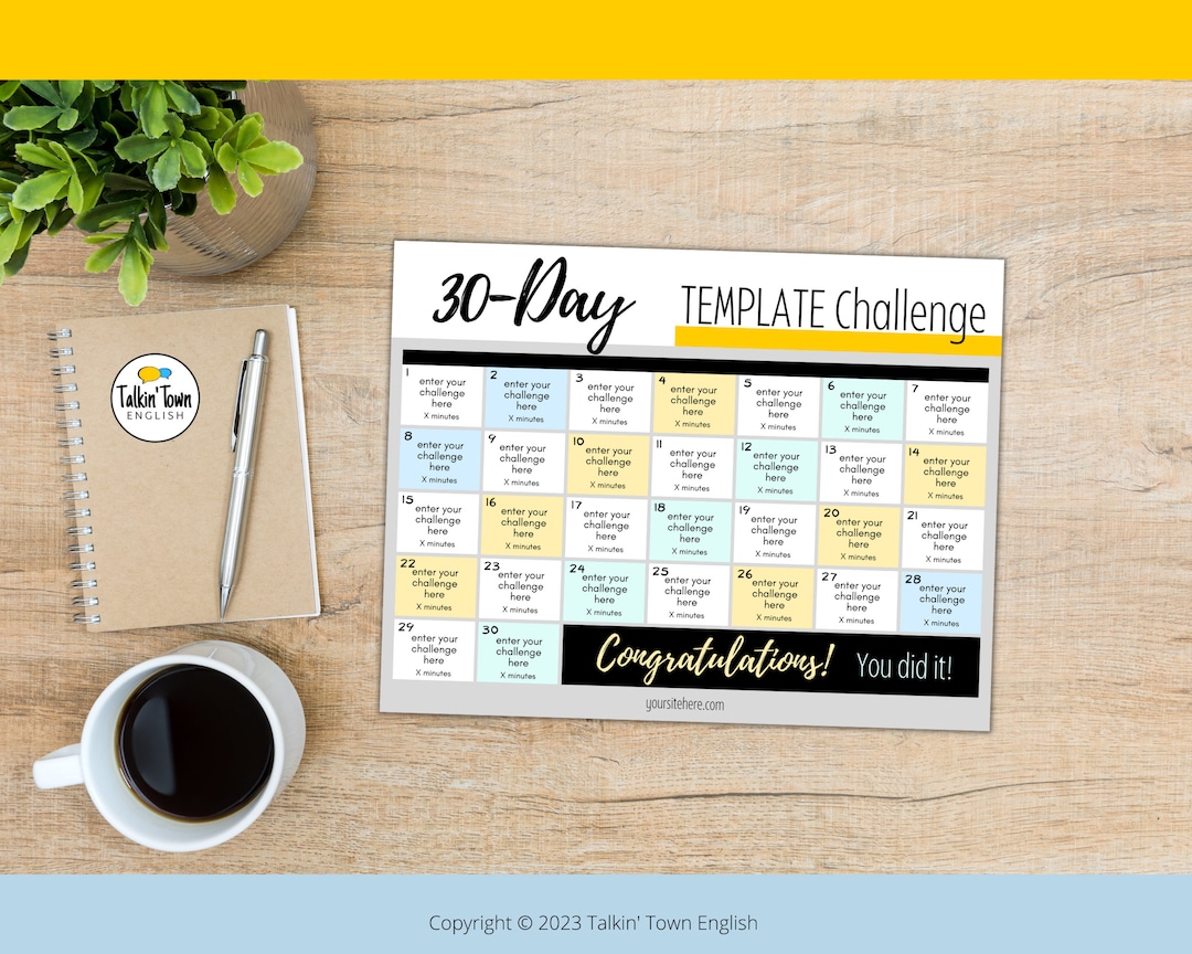 30-day Challenge Template Editable Canva Template for Teachers ...