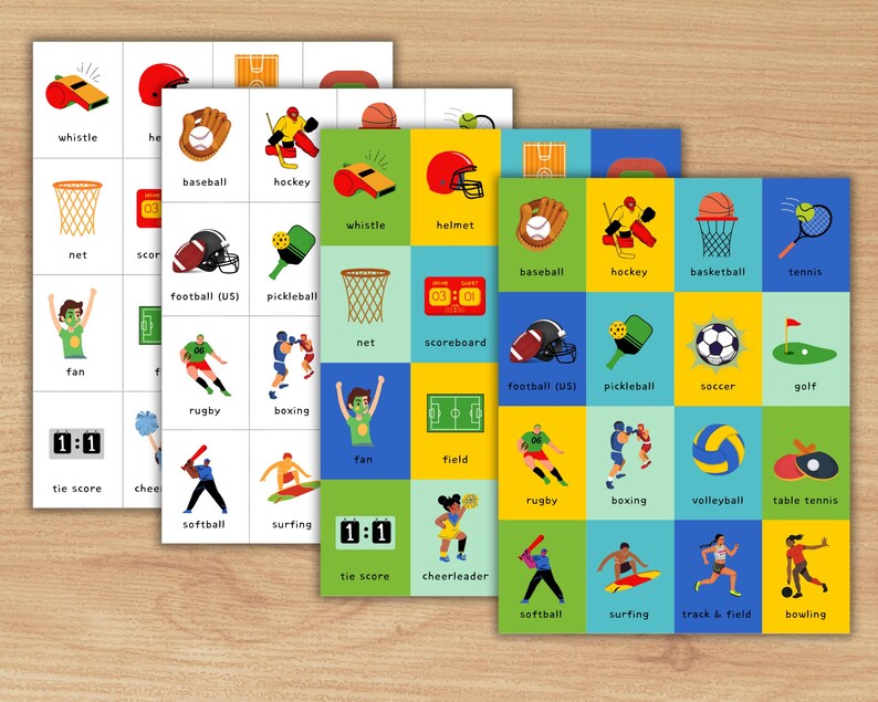 Sports Flashcards Vocabulary Cards | 32 Sports & Sports Equipment for ...