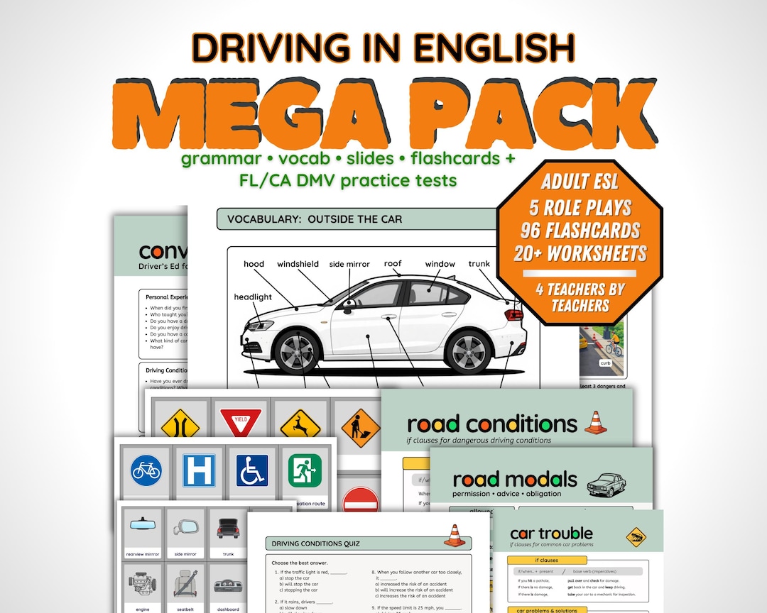 Drivers Ed Activities for ESL Students | English Bundle | DMV English ...