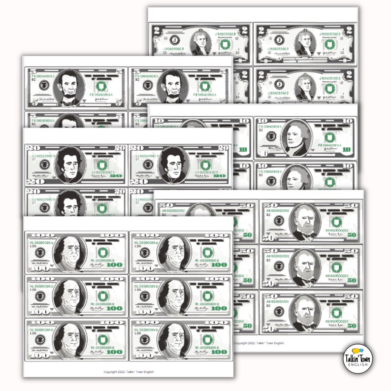 Realistic Fake Money PDF of U.S. Currency Bills Coins Etsy