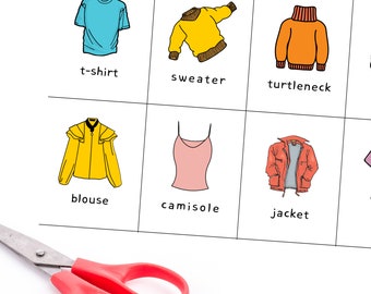 Clothing Flashcards: 32 Printable Vocabulary Cards for ESL (PDF)