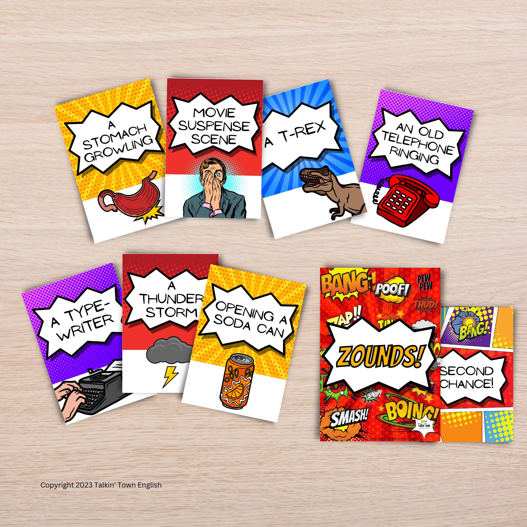 Sound Effects Game Cards PDF 100 Fun Printable Sound Effect Cards for