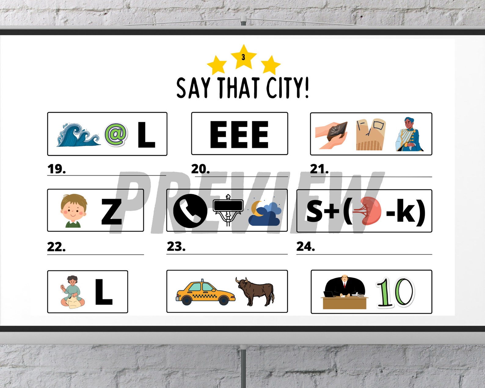 5O World Cities Rebus Puzzles PDF Worksheets and Presentation for