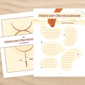 Mercury Retrograde Dates Calendar, Astrology Planner, Astrological Organizers, Survival Guide, Printable Digital PDF for Spiritual Growth