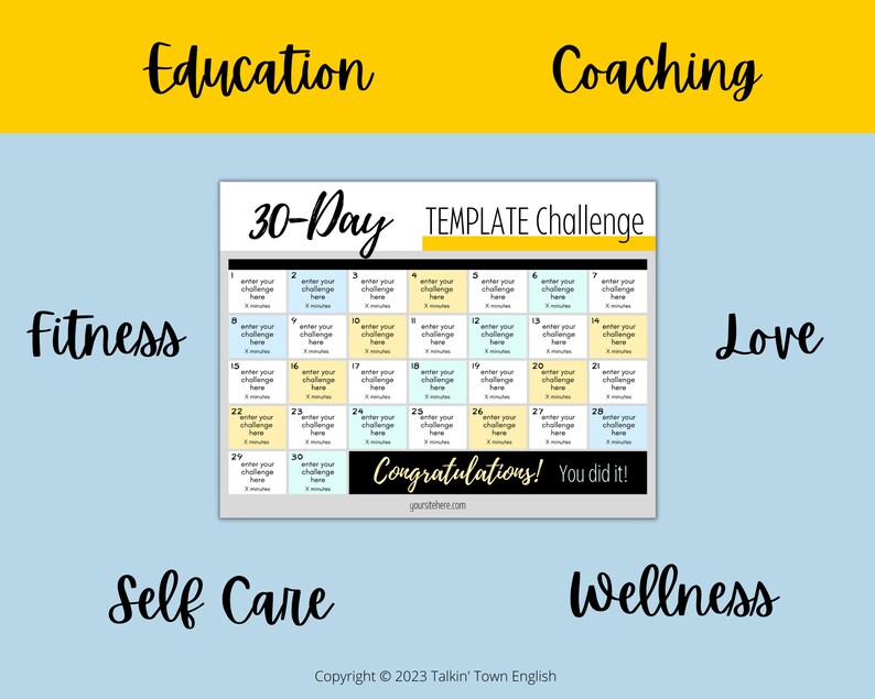 Editable 30 Day Challenge Template: Printable Canva PDF - Etsy