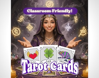 Cartas de Tarot para el Aula: 24 cartas para divertirse, jugar, practicar la gramática y realizar actividades de conversación en clases de inglés como segundo idioma (ESL/GATE/SPED) y actividades para fiestas de primaria y secundaria.