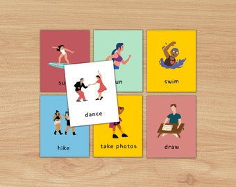 Tarjetas de vocabulario de pasatiempos de ESL: juegos, charadas y conversación (PDF)