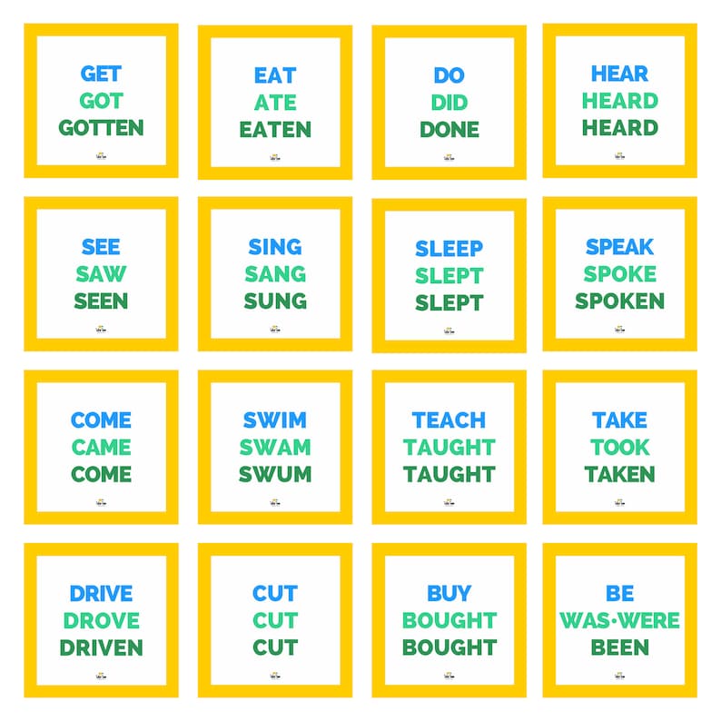 ESL Irregular Verb Photo Flashcards for English 72 Beautiful Etsy