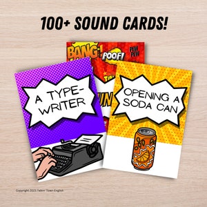 Geluidseffecten Game Cards PDF: 100+ leuke afdrukbare geluidseffectkaarten voor ESL/SPED/Speech, deelplannen, familiespelavond, klokkenluideractiviteit