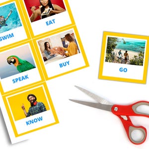 Tarjetas de vocabulario de verbos irregulares: aprendizaje de inglés como segundo idioma, tarjetas con fotos (descarga digital)