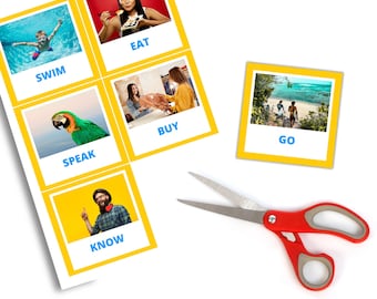 Irregular Verb Flashcards: ESL Learning, Photo Flashcards (Digital Download)